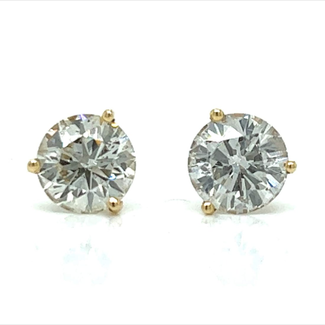 14K Yellow Gold 3.00 Ct Diamond Stud Earrings H-J SI2-SI3 (1 of 3)