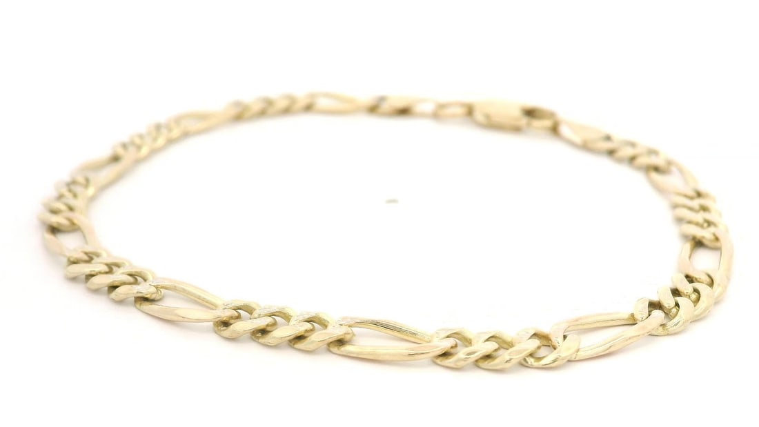 14k Solid Yellow Gold 7 Inch Figaro Link Bracelet - 2