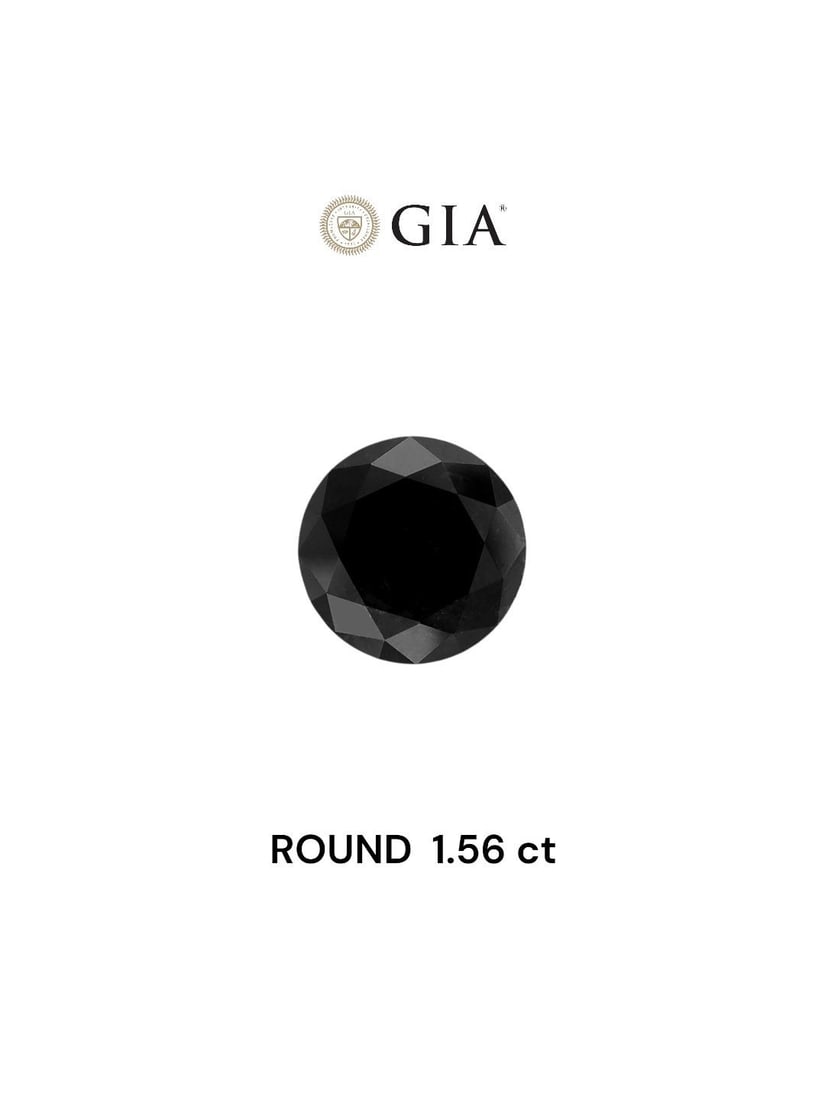 Loose Diamond - ROUND 1.56ct Fancy Black VVS2: Loose Diamond - ROUND 1.56ct Fancy Black VVS2 Source: Natural Shape: ROUND Carats: 1.56 Color: Fancy Black Certification: GIA Video: Video Link PLEASE NOTE: Framed, Large, or heavy items do not