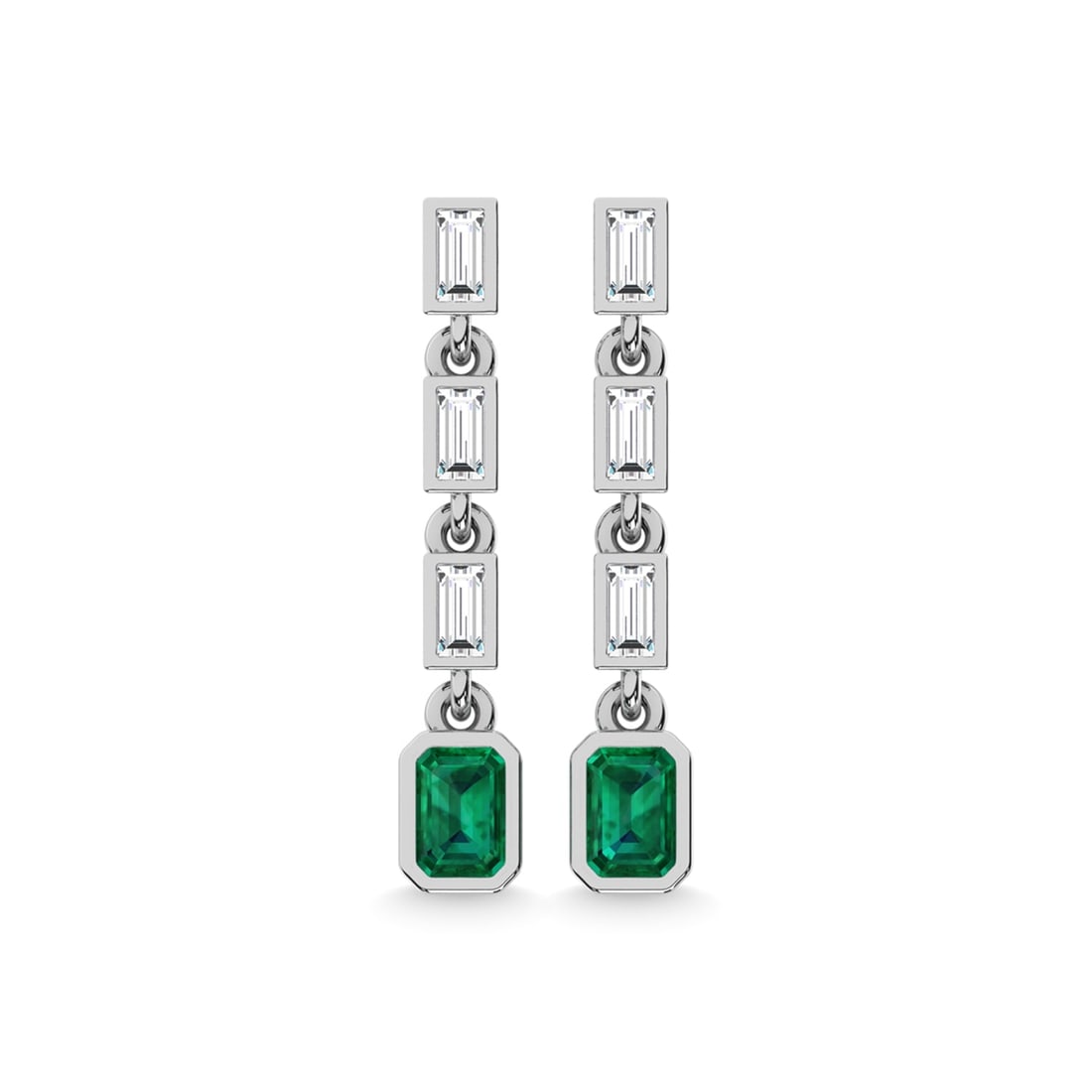 14K White Gold Emerald and Diamond 3/4 Ct.Tw. Fashion Earrings (1 of 3)
