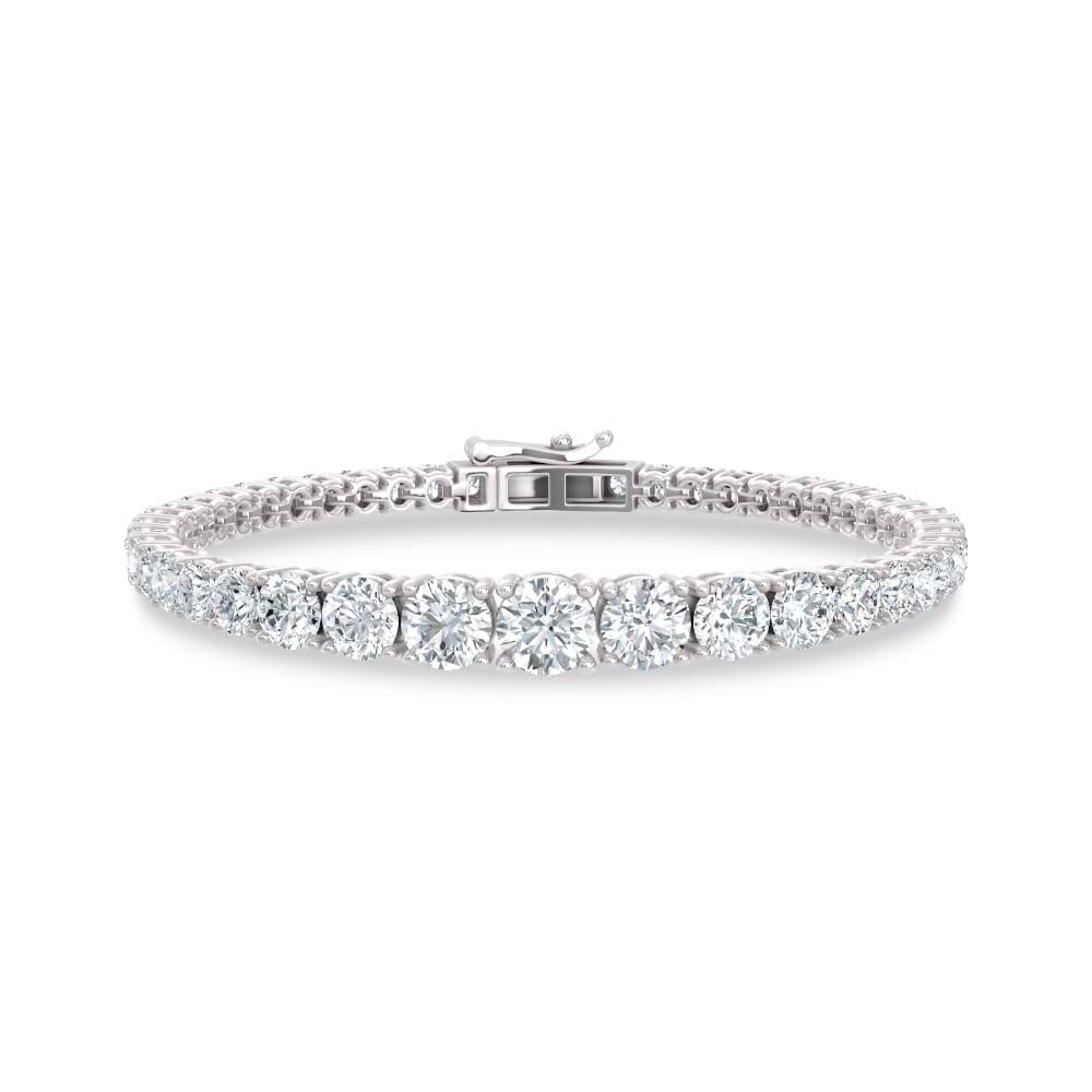 14K White Gold Lab Grown Diamond 10 Ct.Tw. Gratuating Bracelet: 14K White Gold Lab Grown Diamond 10 Ct.Tw. Gratuating Bracelet Crafted in 14K White Gold, this graduating bracelet features lab grown diamonds totaling 10 Ct.Tw., offering polished luxury. 14k White