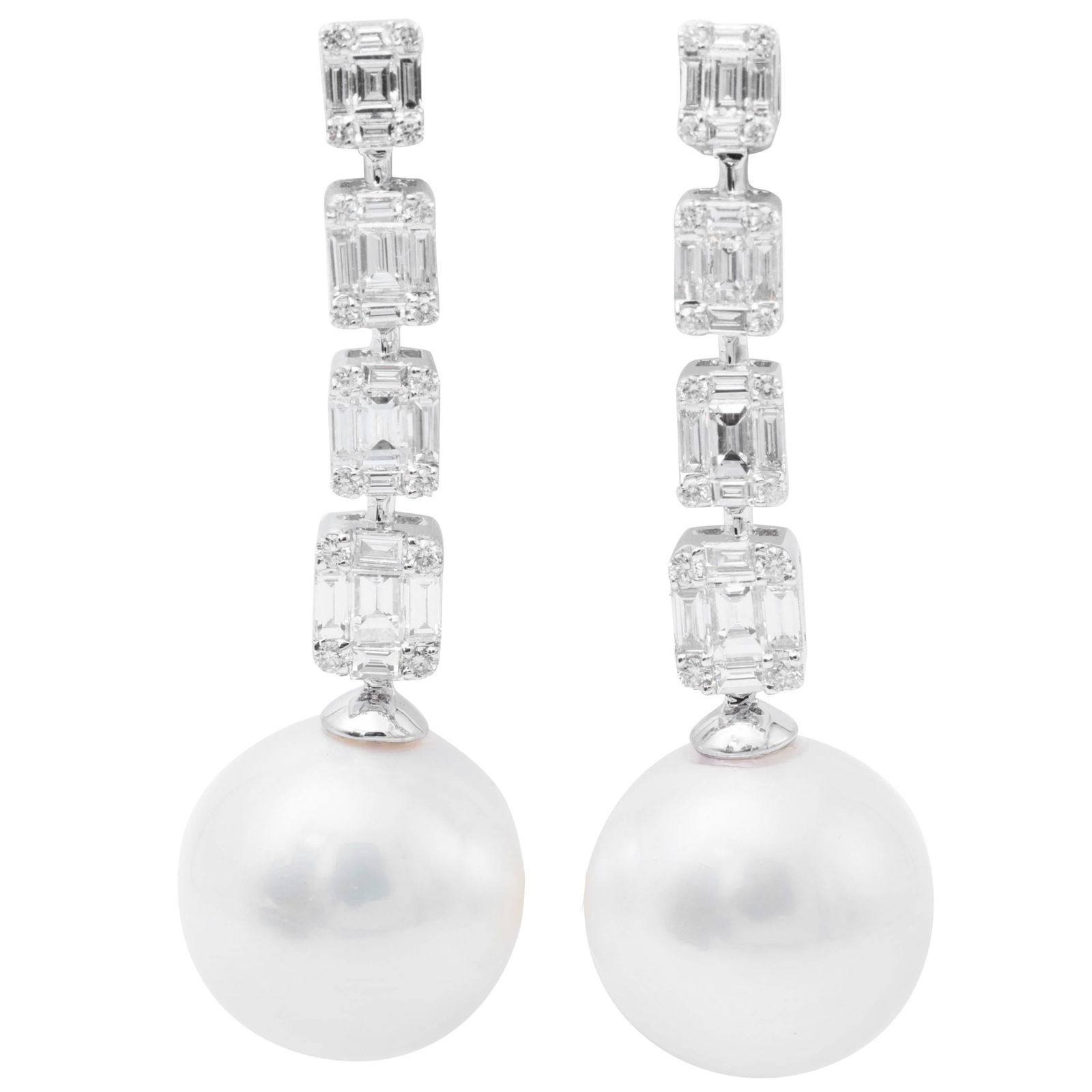 Harbor Diamonds 18K Gold South Sea Pearl Drop Earrings 1.50 Carats (1 of 8)
