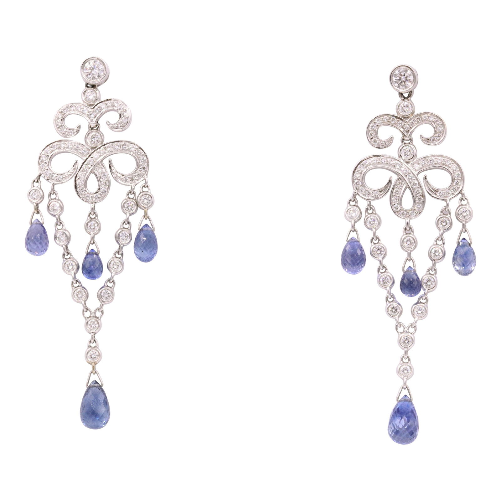 Harbor Diamonds Art Deco Sapphire Diamond Drop Earrings 7.71 Carat White Gold (1 of 9)