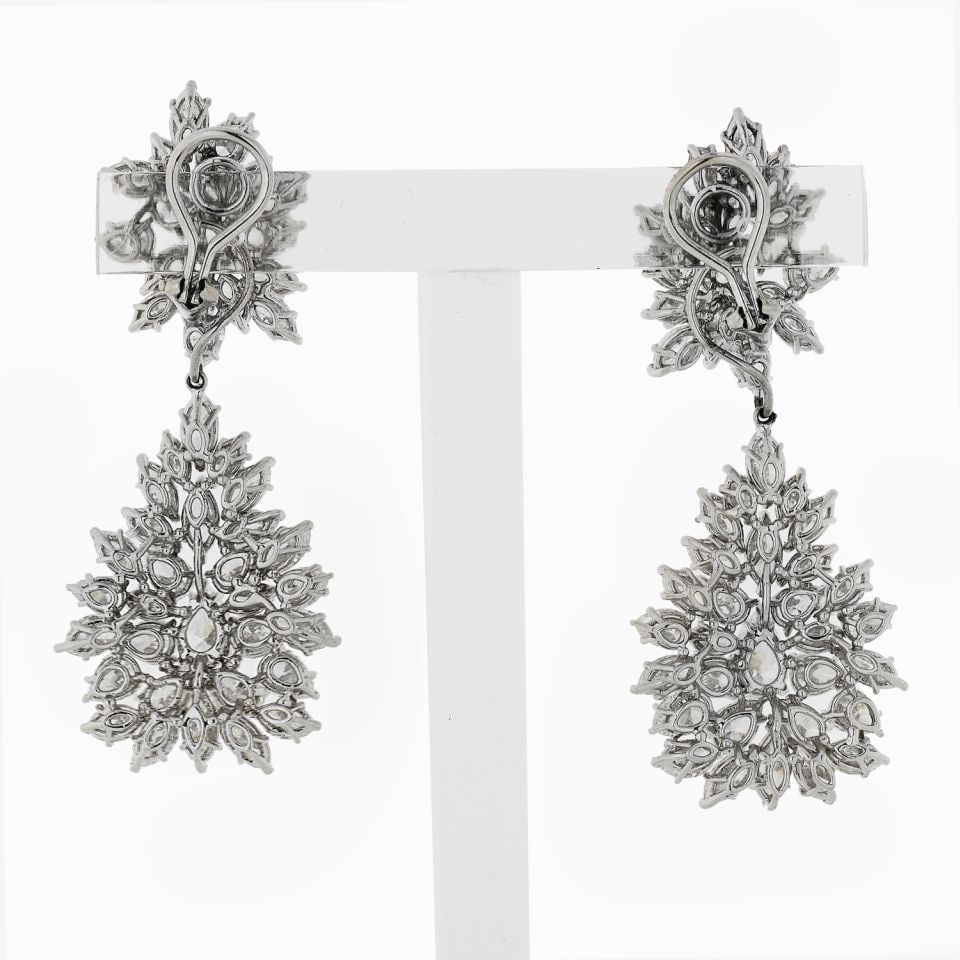 Platinum Cluster Diamond Drop Earrings 48.15 Cts Detachable Pendants - 4