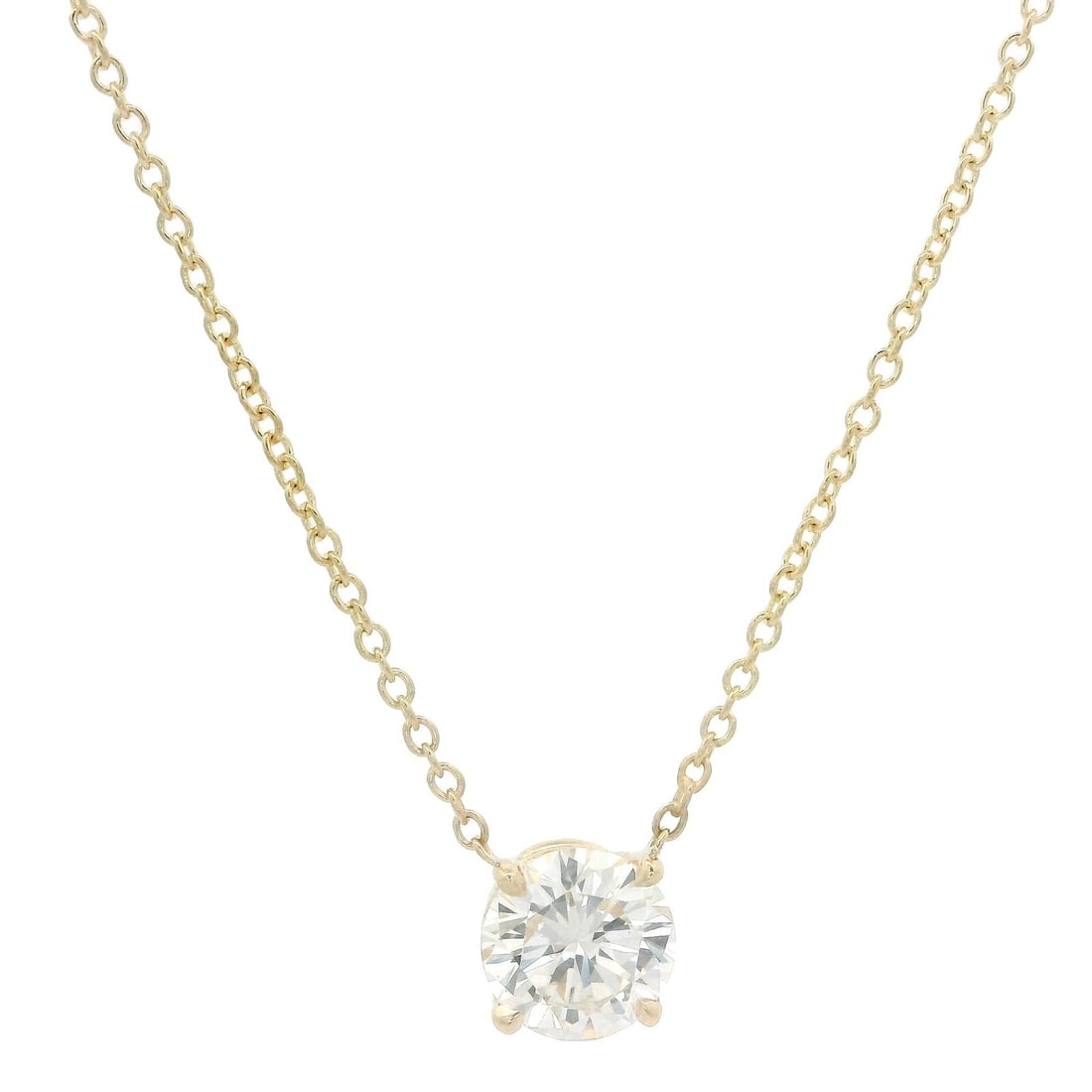 New 14k Yellow Gold 0.64ct Diamond Solitaire Pendant Necklace: New 14k Yellow Gold 0.64ct Diamond Solitaire Pendant Necklace This exquisite pendant necklace features a stunning natural round diamond, expertly prong set in solid 14k yellow gold. The diamond weighs