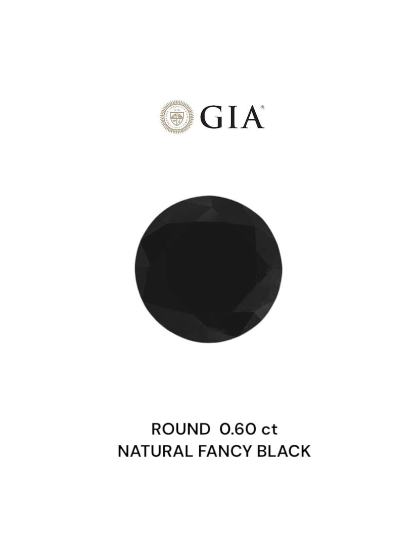 Loose Diamond - ROUND 0.6ct Fancy Black VVS2: Loose Diamond - ROUND 0.6ct Fancy Black VVS2 Source: Natural Shape: ROUND Carats: 0.6 Color: Fancy Black Certification: GIA Video: Video Link PLEASE NOTE: Framed, Large, or heavy items do not have