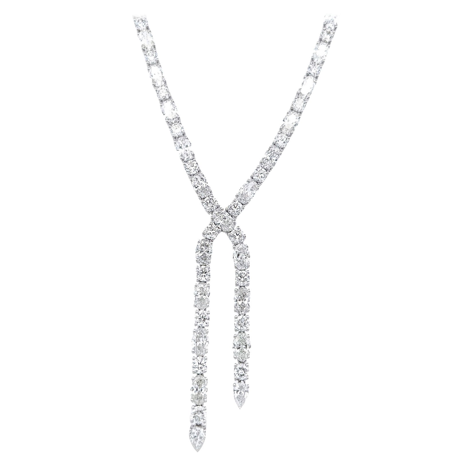 29.92ct Diamond Drop Necklace in 18k White Gold (1 of 4)