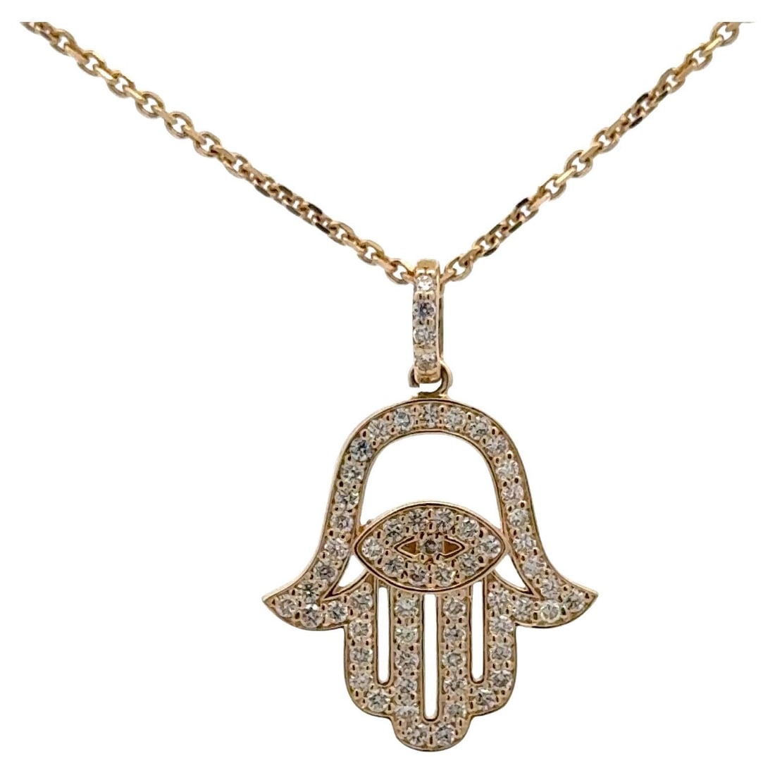 Harbor Diamonds Evil Eye Hamza Pendant Necklace 0.62ct Diamond 14k Yellow Gold: Harbor Diamonds Evil Eye Hamza Pendant Necklace 0.62ct Diamond 14k Yellow Gold This exquisite Evil Eye Hamza Diamond Pendant Necklace showcases a captivating design crafted from 14 karat yellow gold.