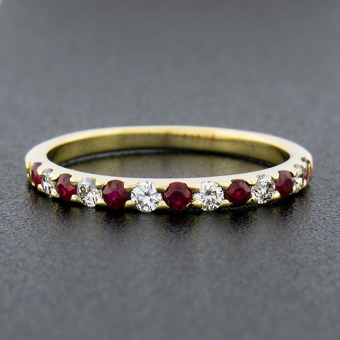 14K Yellow Gold Ruby Diamond Stackable Band Ring 0.53ct - 2