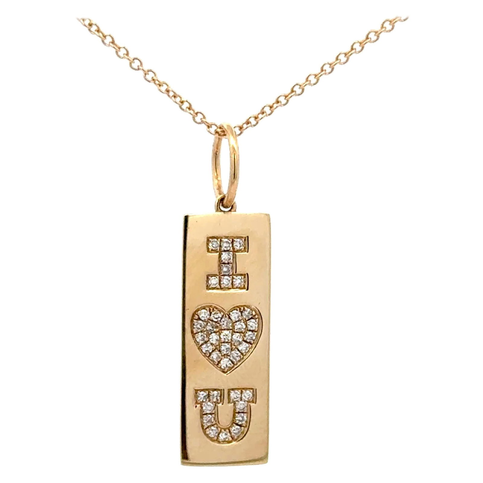 Harbor Diamonds I Love You Charm Pendant 14K Yellow Gold 0.19ct Diamond: Harbor Diamonds I Love You Charm Pendant 14K Yellow Gold 0.19ct Diamond This exquisite 14 Karat yellow gold bar charm pendant elegantly showcases the I Love You symbol, adorned with 39 sparkling round