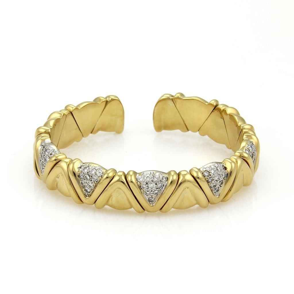 18k Yellow Gold Cuff Bracelet with 0.75ct Diamonds (1 of 2)