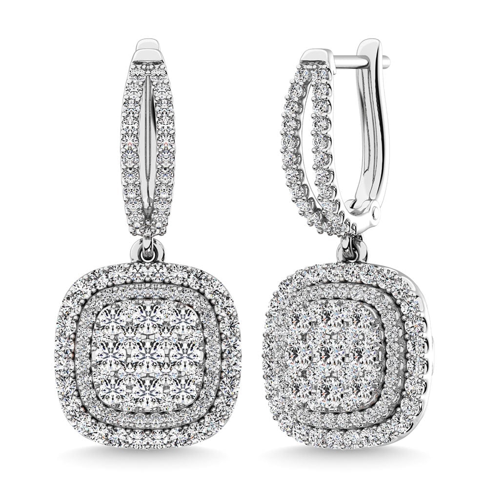 Diamond 2 Ct.Tw. Danglers Earrings in 14K White Gold: Diamond 2 Ct.Tw. Danglers Earrings in 14K White Gold 14k White Gold Stone Color: G-h Stone Clarity: Si2 This item may take 2-5 weeks for shipping. PLEASE NOTE: Framed, Large, or heavy items do not hav
