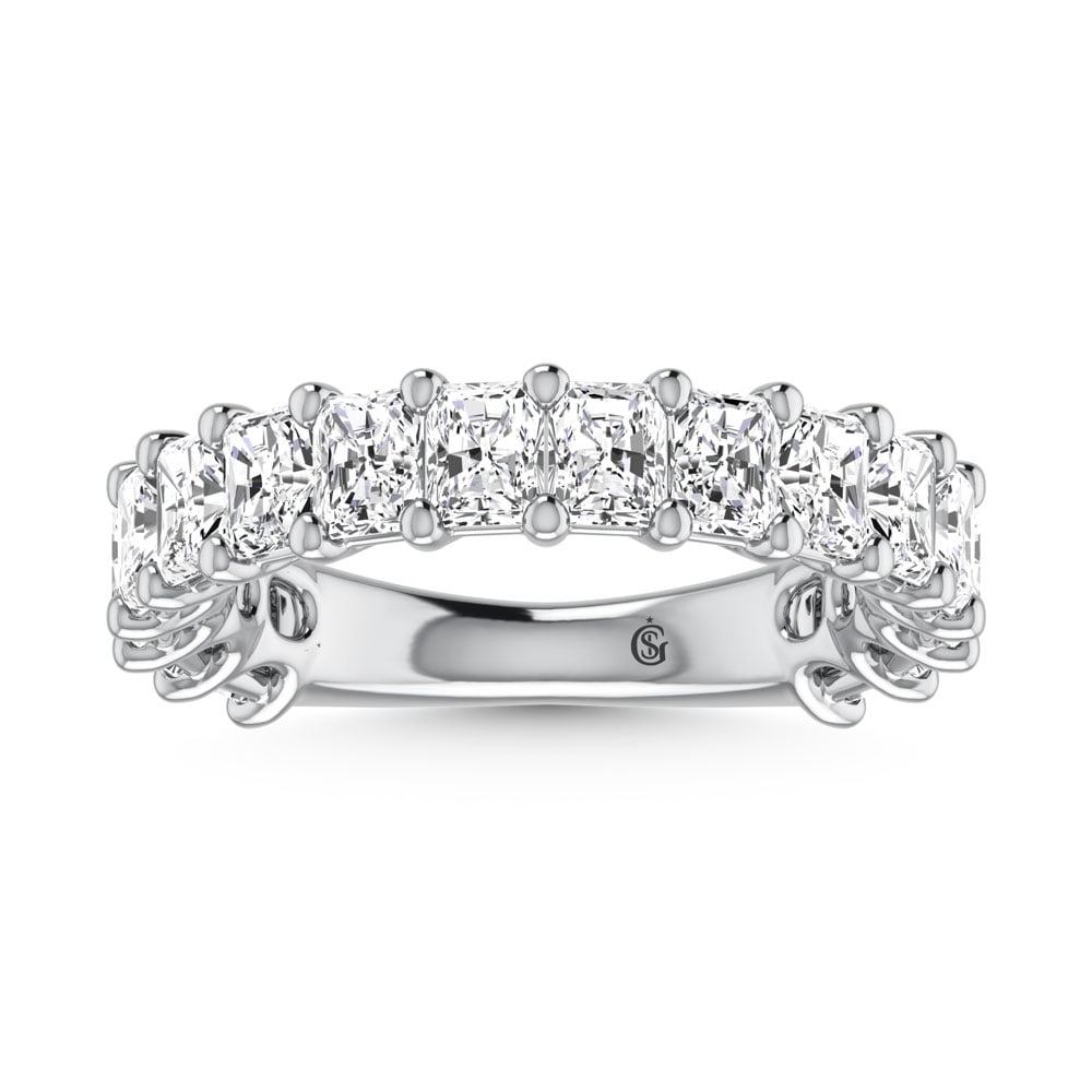 14K White Gold Diamond 5 1/4 Ct.Tw. Wedding Band: 14K White Gold Diamond 5 1/4 Ct.Tw. Wedding Band Indulge in ultimate luxury with this 14K White Gold Wedding Band, featuring an impressive 5 1/4 Ct.Tw. of dazzling diamonds. The sleek white gold setti