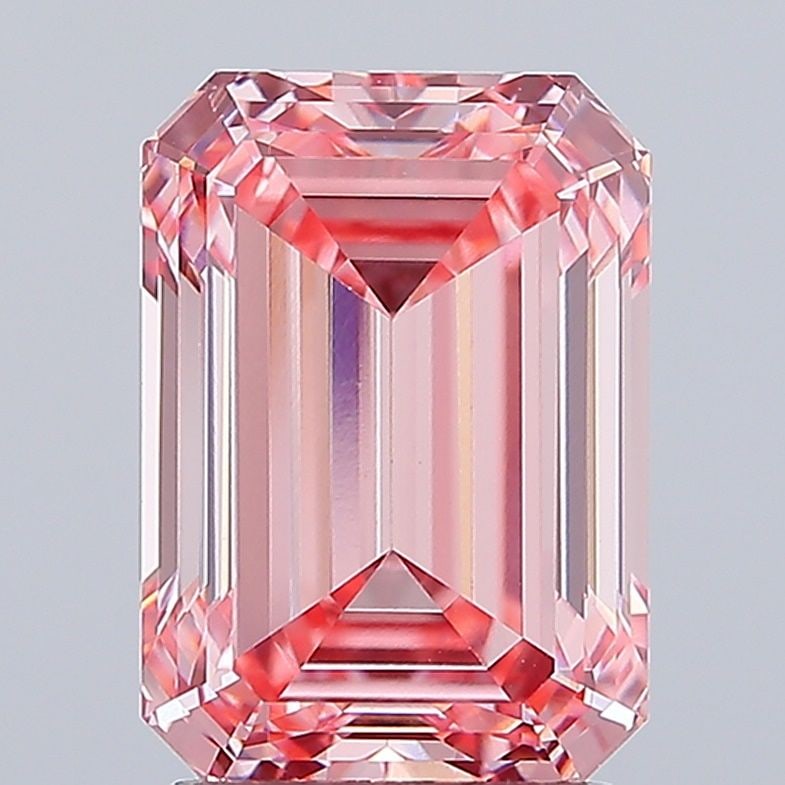 Loose Diamond - EMERALD 3.03ct Fancy Vivid Pink VS1: Loose Diamond - EMERALD 3.03ct Fancy Vivid Pink VS1 Source: This is a real non-mined Diamond that has been grown in a lab Shape: EMERALD Carats: 3.03 Color: Fancy Vivid Pink Certification: IGI