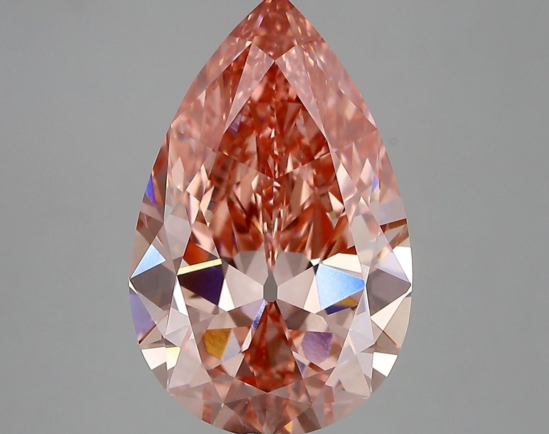 Loose Diamond - PEAR 5.67ct Fancy Vivid Pink VS1: Loose Diamond - PEAR 5.67ct Fancy Vivid Pink VS1 Source: This is a real non-mined Diamond that has been grown in a lab Shape: PEAR Carats: 5.67 Color: Fancy Vivid Pink Certification: IGI Video:
