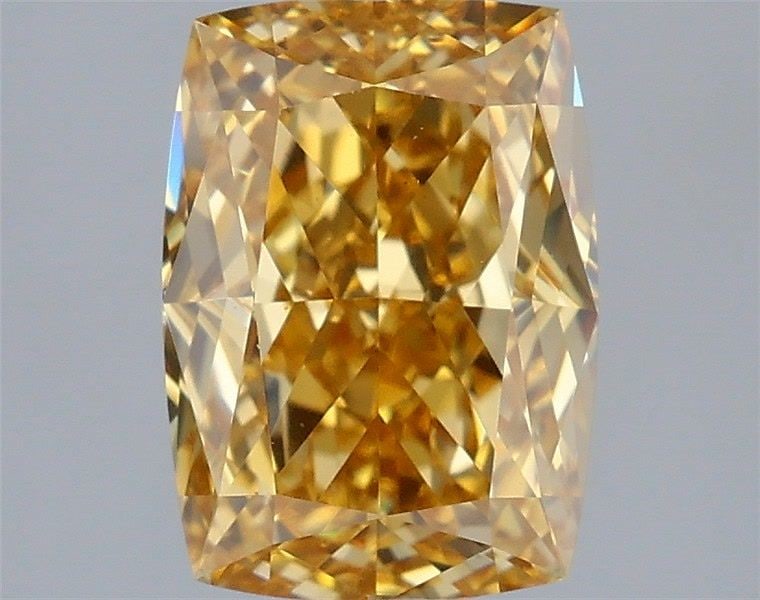 Loose Diamond - CUSHION MODIFIED 2.52ct Fancy Intense Brownish Yellow VS1: Loose Diamond - CUSHION MODIFIED 2.52ct Fancy Intense Brownish Yellow VS1 Source: This is a real non-mined Diamond that has been grown in a lab Shape: CUSHION MODIFIED Carats: 2.52 Color: Fancy