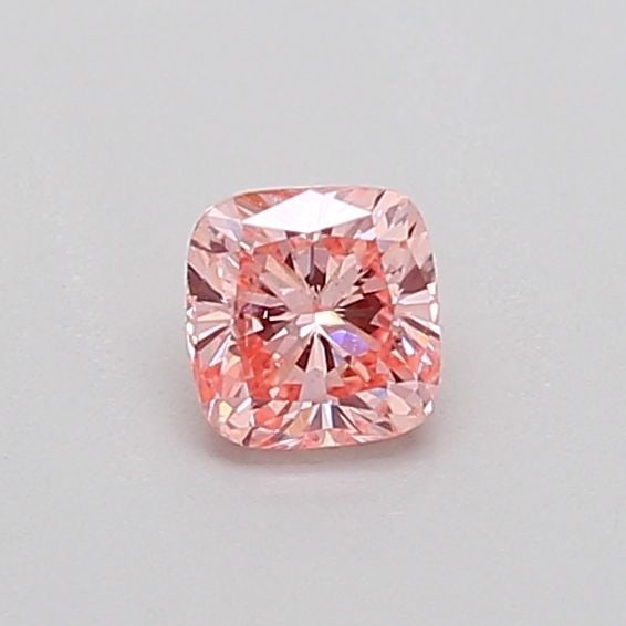 Loose Diamond - CUSHION BRILLIANT 0.31ct Fancy Intense Orangey Pink SI2: Loose Diamond - CUSHION BRILLIANT 0.31ct Fancy Intense Orangey Pink SI2 Source: This is a real non-mined Diamond that has been grown in a lab Shape: CUSHION BRILLIANT Carats: 0.31 Color: Fancy