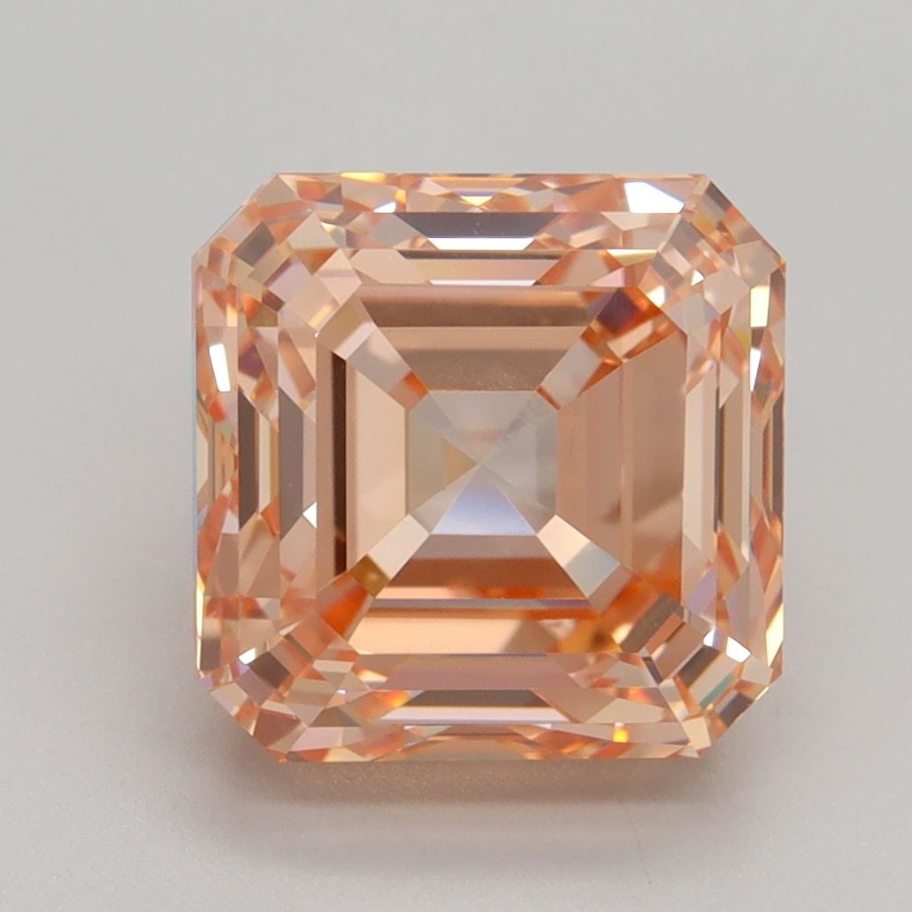 Loose Diamond - ASSCHER 5.01ct Fancy Intense Orangey Pink VS1: Loose Diamond - ASSCHER 5.01ct Fancy Intense Orangey Pink VS1 Source: This is a real non-mined Diamond that has been grown in a lab Shape: ASSCHER Carats: 5.01 Color: Fancy Intense Orangey Pink Certif