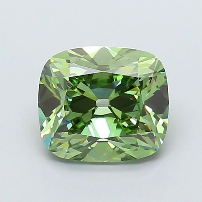 Loose Diamond - CUSHION BRILLIANT 2.02ct Fancy Vivid Green VVS2: Loose Diamond - CUSHION BRILLIANT 2.02ct Fancy Vivid Green VVS2 Source: This is a real non-mined Diamond that has been grown in a lab Shape: CUSHION BRILLIANT Carats: 2.02 Color: Fancy Vivid Green Cer