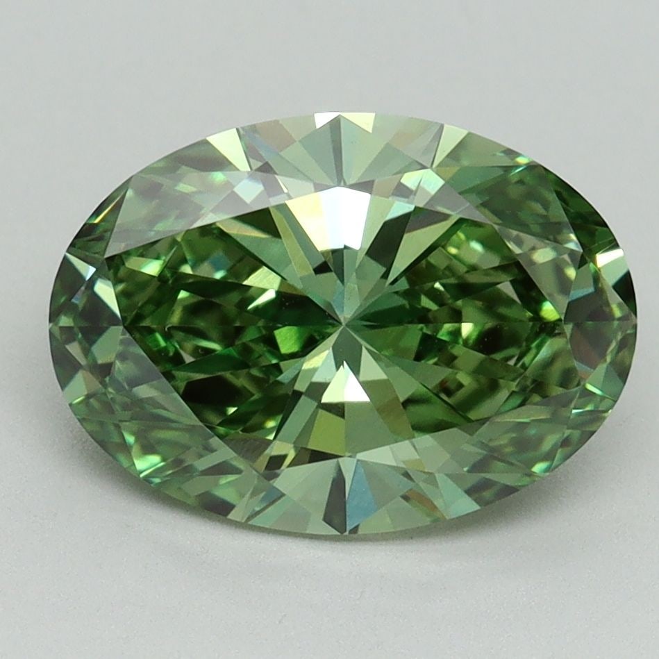 Loose Diamond - OVAL 2.88ct Fancy Vivid Green VS1: Loose Diamond - OVAL 2.88ct Fancy Vivid Green VS1 Source: This is a real non-mined Diamond that has been grown in a lab Shape: OVAL Carats: 2.88 Color: Fancy Vivid Green Certification: IGI Video: