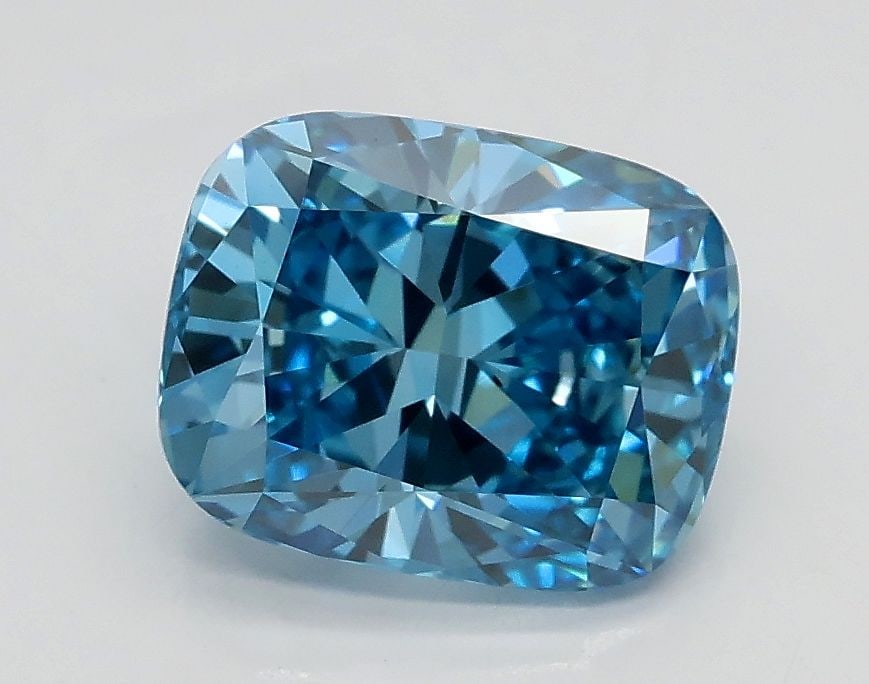 Loose Diamond - CUSHION BRILLIANT 1.5ct Fancy Vivid Blue VS1: Loose Diamond - CUSHION BRILLIANT 1.5ct Fancy Vivid Blue VS1 Source: This is a real non-mined Diamond that has been grown in a lab Shape: CUSHION BRILLIANT Carats: 1.5 Color: Fancy Vivid Blue