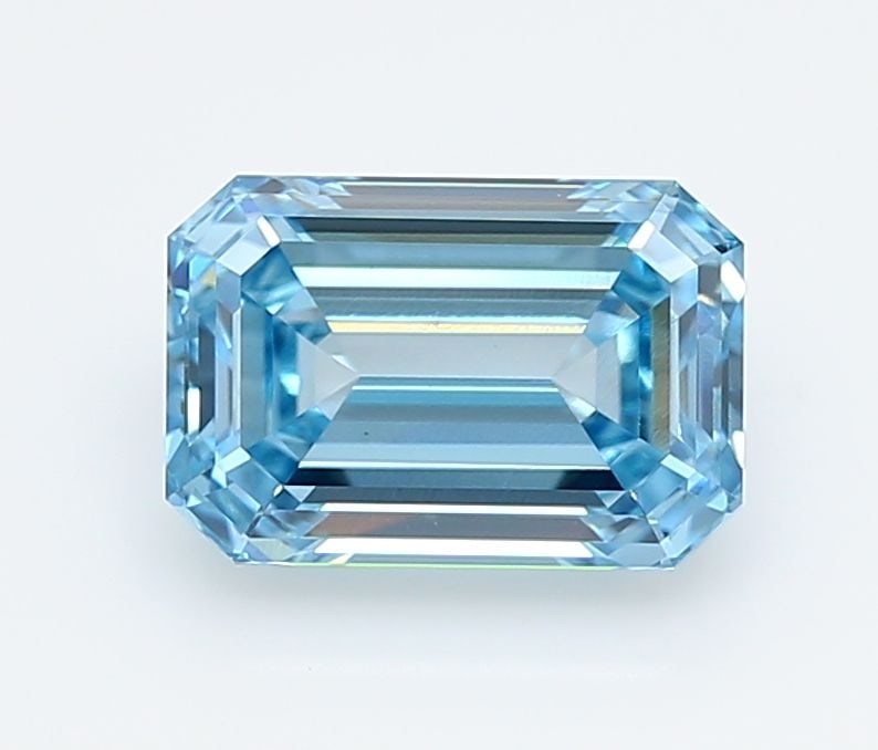 Loose Diamond - EMERALD 2.14ct Fancy Vivid Blue VVS2: Loose Diamond - EMERALD 2.14ct Fancy Vivid Blue VVS2 Source: This is a real non-mined Diamond that has been grown in a lab Shape: EMERALD Carats: 2.14 Color: Fancy Vivid Blue Certification: IGI