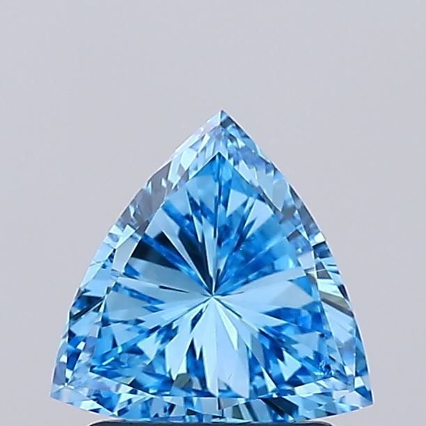 Loose Diamond - TRIANGULAR 1.0ct Fancy Vivid Blue VVS2: Loose Diamond - TRIANGULAR 1.0ct Fancy Vivid Blue VVS2 Source: This is a real non-mined Diamond that has been grown in a lab Shape: TRIANGULAR Carats: 1.0 Color: Fancy Vivid Blue Certification: IGI