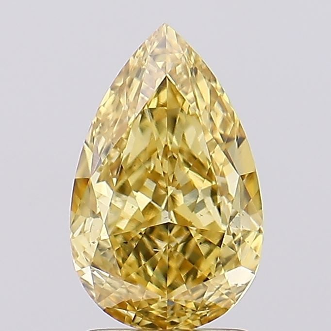 Loose Diamond - PEAR 2.08ct Fancy Vivid Yellow VS2: Loose Diamond - PEAR 2.08ct Fancy Vivid Yellow VS2 Source: This is a real non-mined Diamond that has been grown in a lab Shape: PEAR Carats: 2.08 Color: Fancy Vivid Yellow Certification: IGI Video: