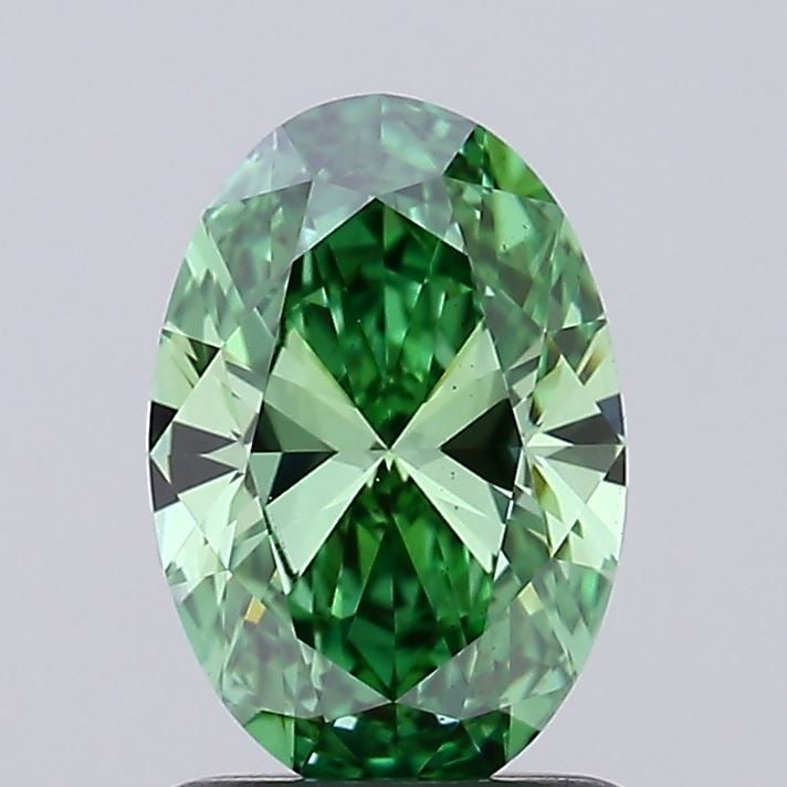 Loose Diamond - OVAL 1.04ct Fancy Vivid Green VS1: Loose Diamond - OVAL 1.04ct Fancy Vivid Green VS1 Source: This is a real non-mined Diamond that has been grown in a lab Shape: OVAL Carats: 1.04 Color: Fancy Vivid Green Certification: IGI Video: