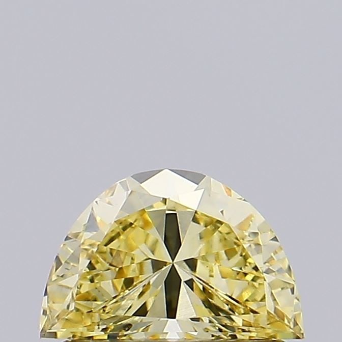 Loose Diamond - HALF MOON 0.53ct Fancy Vivid Yellow VVS2: Loose Diamond - HALF MOON 0.53ct Fancy Vivid Yellow VVS2 Source: This is a real non-mined Diamond that has been grown in a lab Shape: HALF MOON Carats: 0.53 Color: Fancy Vivid Yellow Certification:
