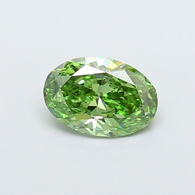 Loose Diamond - OVAL 0.77ct Fancy Vivid Green VS1: Loose Diamond - OVAL 0.77ct Fancy Vivid Green VS1 Source: This is a real non-mined Diamond that has been grown in a lab Shape: OVAL Carats: 0.77 Color: Fancy Vivid Green Certification: IGI Video: