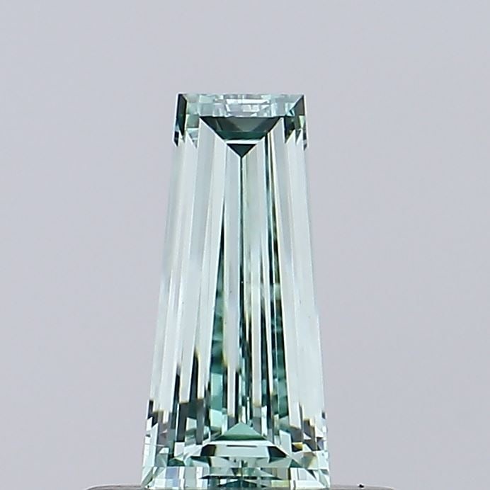 Loose Diamond - TAPERED BAGUETTE 0.42ct Fancy Intense Green VVS2: Loose Diamond - TAPERED BAGUETTE 0.42ct Fancy Intense Green VVS2 Source: This is a real non-mined Diamond that has been grown in a lab Shape: TAPERED BAGUETTE Carats: 0.42 Color: Fancy Intense Green