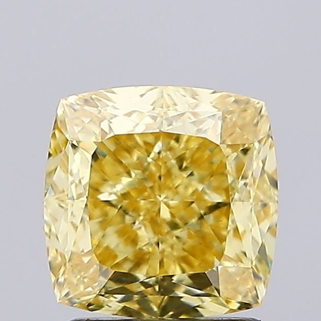 Loose Diamond - CUSHION MODIFIED 2.07ct Fancy Vivid Yellow VS1: Loose Diamond - CUSHION MODIFIED 2.07ct Fancy Vivid Yellow VS1 Source: This is a real non-mined Diamond that has been grown in a lab Shape: CUSHION MODIFIED Carats: 2.07 Color: Fancy Vivid Yellow