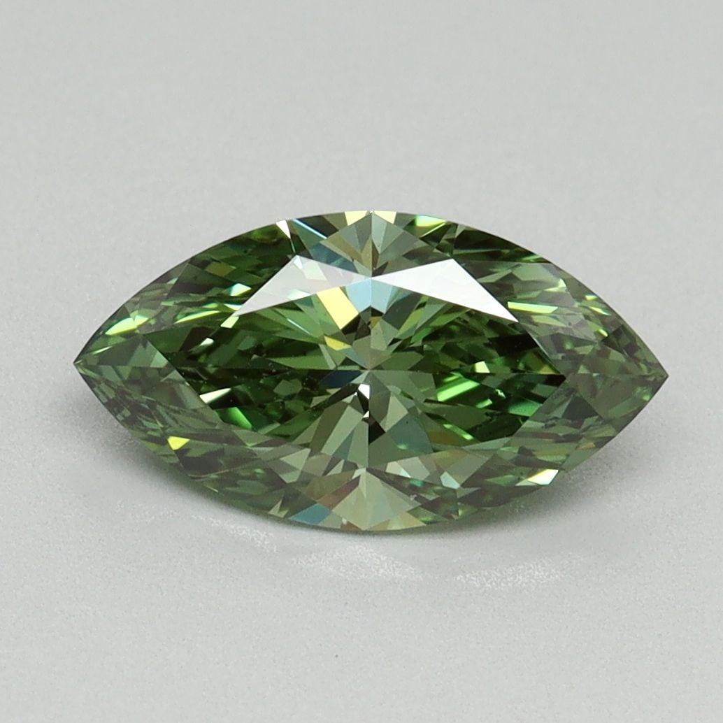 Loose Diamond - MARQUISE 1.5ct Fancy Vivid Green VS2: Loose Diamond - MARQUISE 1.5ct Fancy Vivid Green VS2 Source: This is a real non-mined Diamond that has been grown in a lab Shape: MARQUISE Carats: 1.5 Color: Fancy Vivid Green Certification: IGI