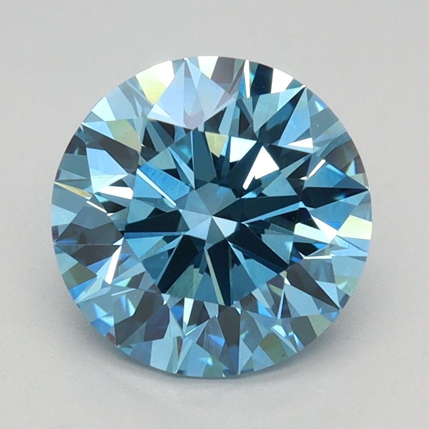 Ideal Loose Diamond - ROUND 1.84ct Fancy Vivid Blue VS1: Ideal Loose Diamond - ROUND 1.84ct Fancy Vivid Blue VS1 Source: This is a real non-mined Diamond that has been grown in a lab Shape: ROUND Carats: 1.84 Color: Fancy Vivid Blue Certification: IGI