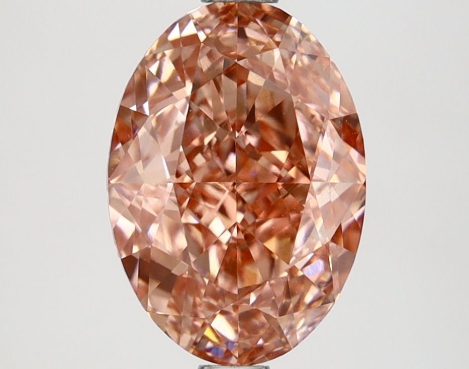 Loose Diamond - OVAL 2.63ct Fancy Vivid Brownish Pink VS1: Loose Diamond - OVAL 2.63ct Fancy Vivid Brownish Pink VS1 Source: This is a real non-mined Diamond that has been grown in a lab Shape: OVAL Carats: 2.63 Color: Fancy Vivid Brownish Pink Certification: