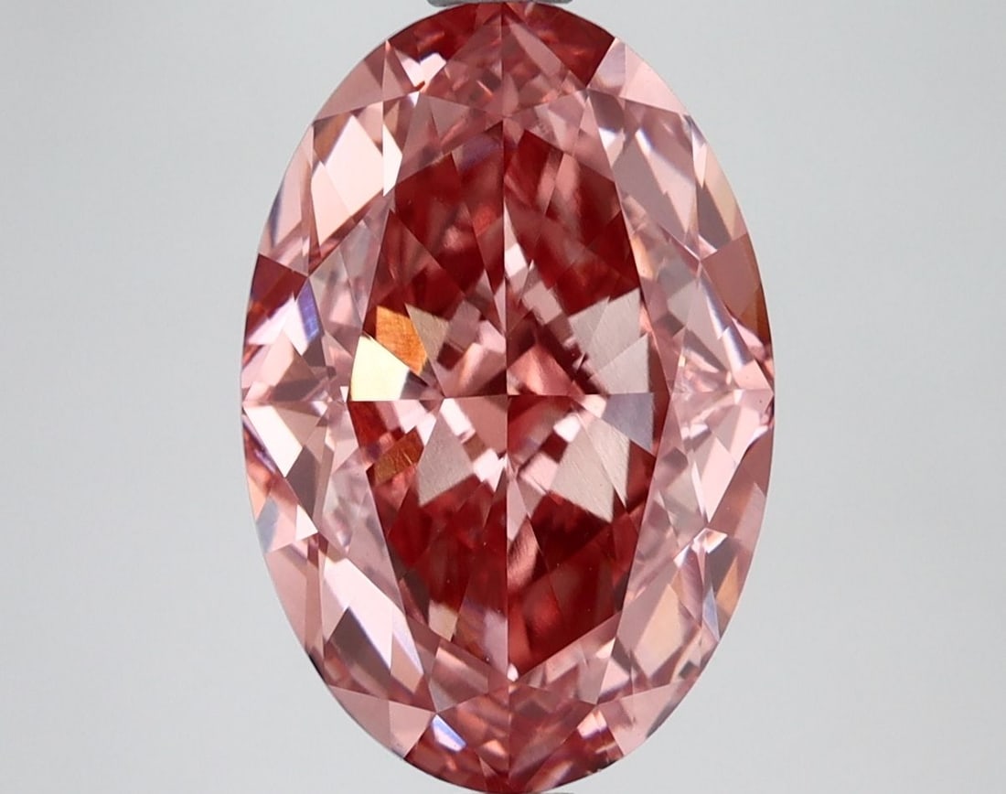 Loose Diamond - OVAL 4.8ct Fancy Vivid Brownish Pink VVS2: Loose Diamond - OVAL 4.8ct Fancy Vivid Brownish Pink VVS2 Source: This is a real non-mined Diamond that has been grown in a lab Shape: OVAL Carats: 4.8 Color: Fancy Vivid Brownish Pink Certification: