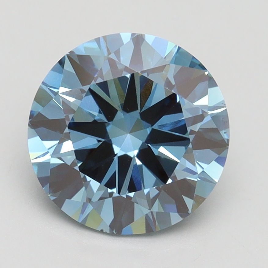 Loose Diamond - ROUND 2.5ct Fancy Vivid Blue VS2: Loose Diamond - ROUND 2.5ct Fancy Vivid Blue VS2 Source: This is a real non-mined Diamond that has been grown in a lab Shape: ROUND Carats: 2.5 Color: Fancy Vivid Blue Certification: IGI Video: