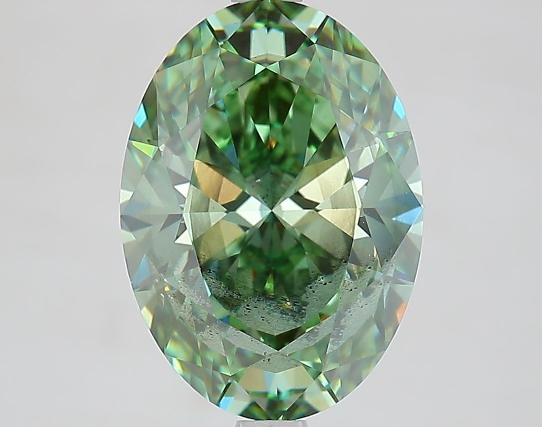Loose Diamond - OVAL 4.11ct Fancy Vivid Green I1: Loose Diamond - OVAL 4.11ct Fancy Vivid Green I1 Source: This is a real non-mined Diamond that has been grown in a lab Shape: OVAL Carats: 4.11 Color: Fancy Vivid Green Certification: IGI Video: