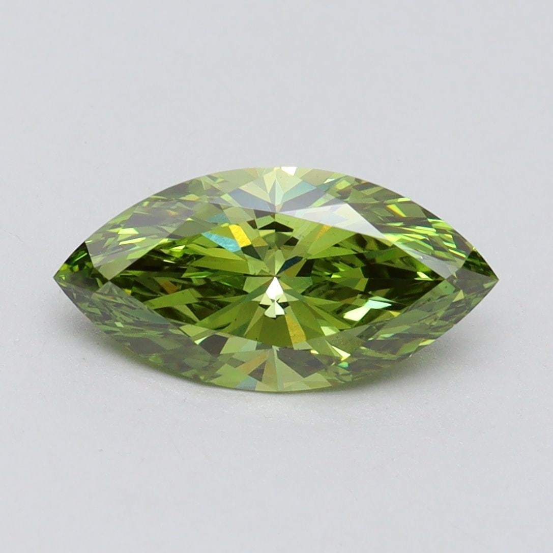Loose Diamond - MARQUISE 1.53ct Fancy Vivid Green VS1: Loose Diamond - MARQUISE 1.53ct Fancy Vivid Green VS1 Source: This is a real non-mined Diamond that has been grown in a lab Shape: MARQUISE Carats: 1.53 Color: Fancy Vivid Green Certification: IGI Vid