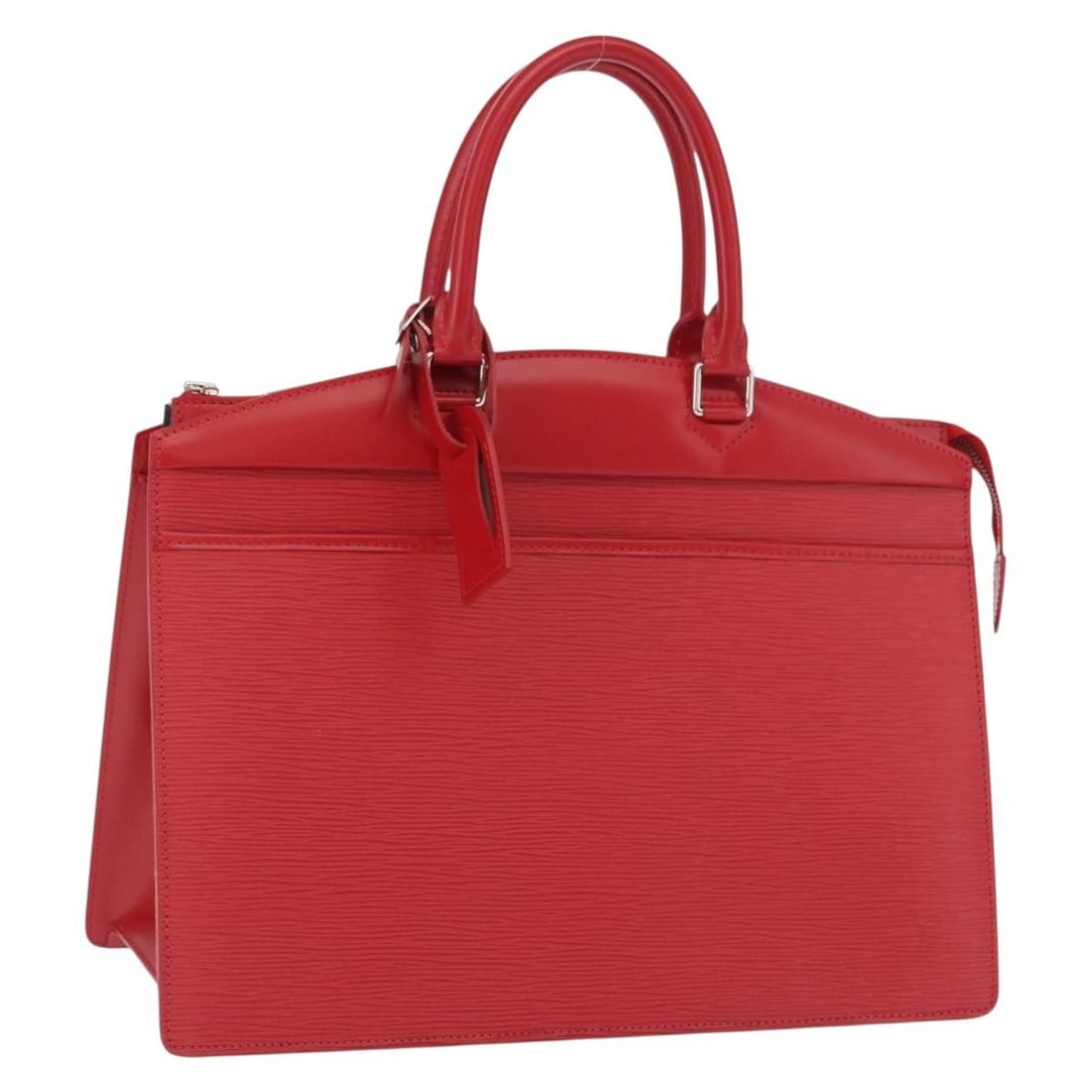 Red Epi Leather Riviera Handbag by Louis Vuitton M48187 with Name Tag: Red Epi Leather Riviera Handbag by Louis Vuitton M48187 with Name Tag This Louis Vuitton Epi Riviera handbag features a durable red Epi leather exterior and silver-tone metal fittings. Designed for bo