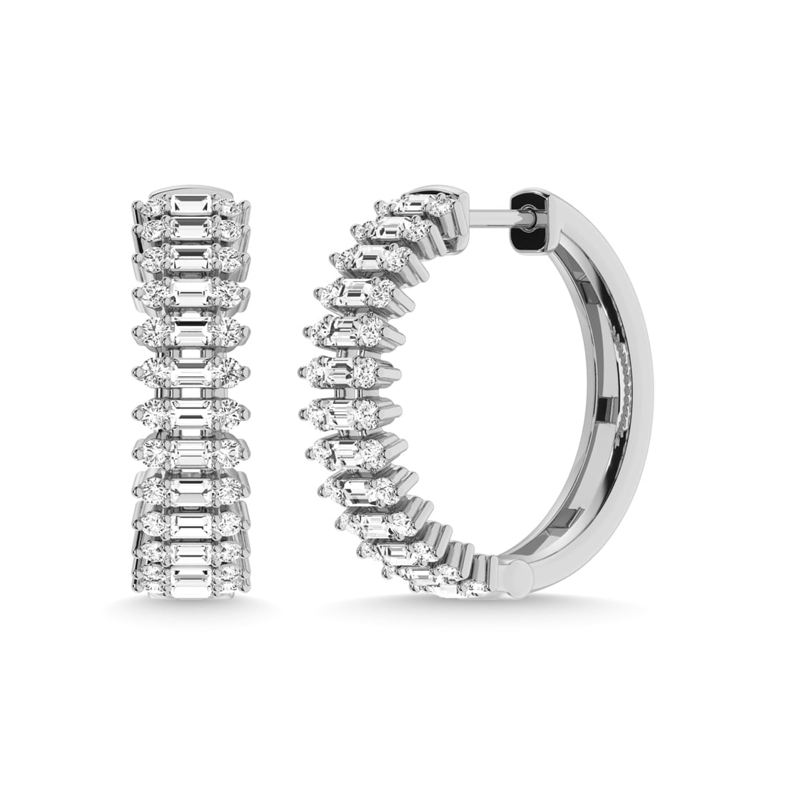 14K White Gold Diamond 3/4 Ct.Tw. Hoop Earrings: 14K White Gold Diamond 3/4 Ct.Tw. Hoop Earrings 14k White Gold Stone Color: G-h Stone Clarity: Si3 PLEASE NOTE: Framed, Large, or heavy items do not have shipping costs included. The exact shipping co