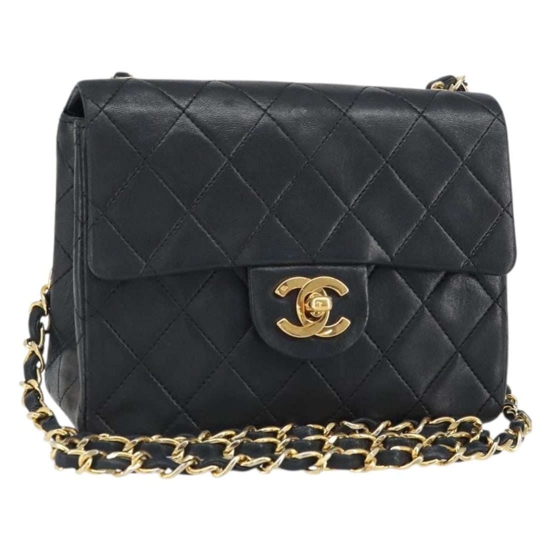 Chanel Black Lambskin Matelasse 18 Shoulder Bag with Gold Chain and CC Logo: Chanel Black Lambskin Matelasse 18 Shoulder Bag with Gold Chain and CC Logo This CHANEL Matelasse 18 chain shoulder bag is crafted from luxurious black lambskin leather and features gold-tone CC hardw