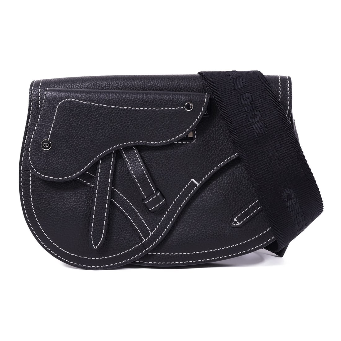 Dior CD Saddle Bag Black Calfskin Leather Shoulder Bag: Dior CD Saddle Bag Black Calfskin Leather Shoulder Bag Introducing the Christian Dior CD Saddle Bag, a stylish shoulder bag crafted from luxurious black calfskin leather. This exquisite bag, made in F