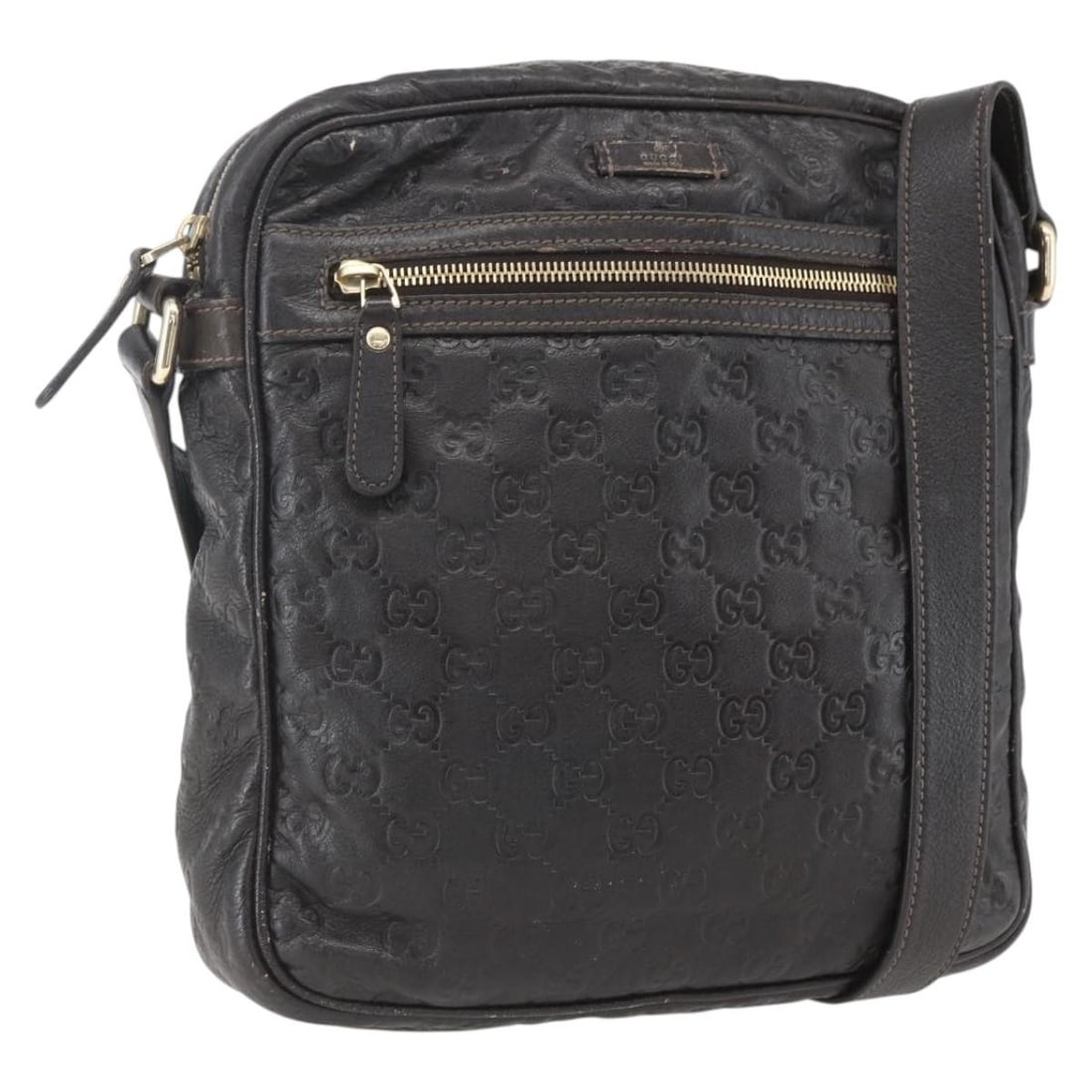 Brown Leather Messenger Bag Gucci Front Zip Guccissima Pattern: Brown Leather Messenger Bag Gucci Front Zip Guccissima Pattern This Gucci Front Zip Messenger bag is crafted from brown Guccissima leather and is designed for unisex use. Made in Italy, it features a