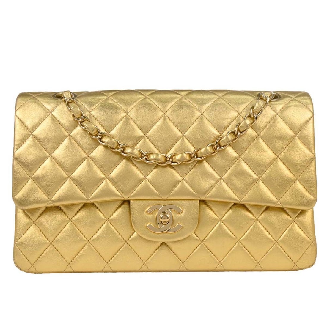 Chanel Classic Double Flap Medium Shoulder Bag Metallic Gold Lambskin (1 of 10)