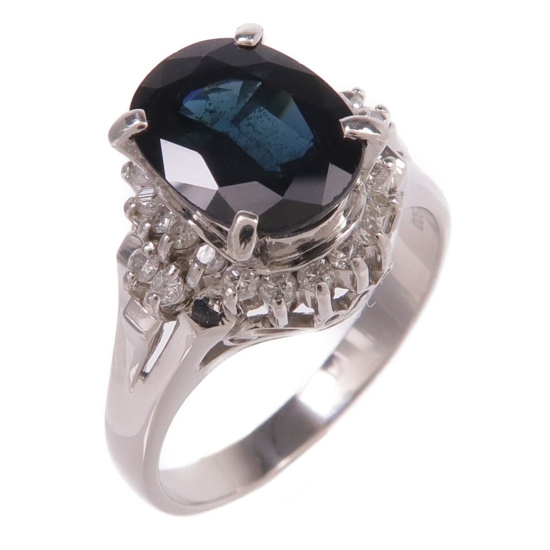 JEWELRY Navy Sapphire Diamond Ring in PT900 Platinum Size 6.25 (1 of 11)