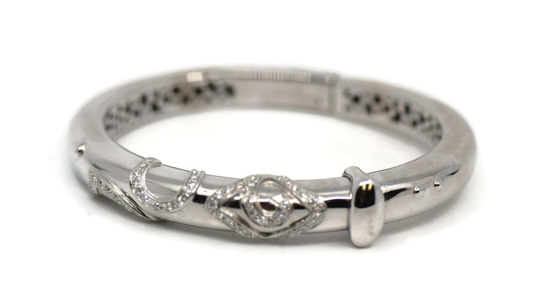 Nouvelle Bague 18K White Gold Bangle Bracelet with Diamond (1 of 3)