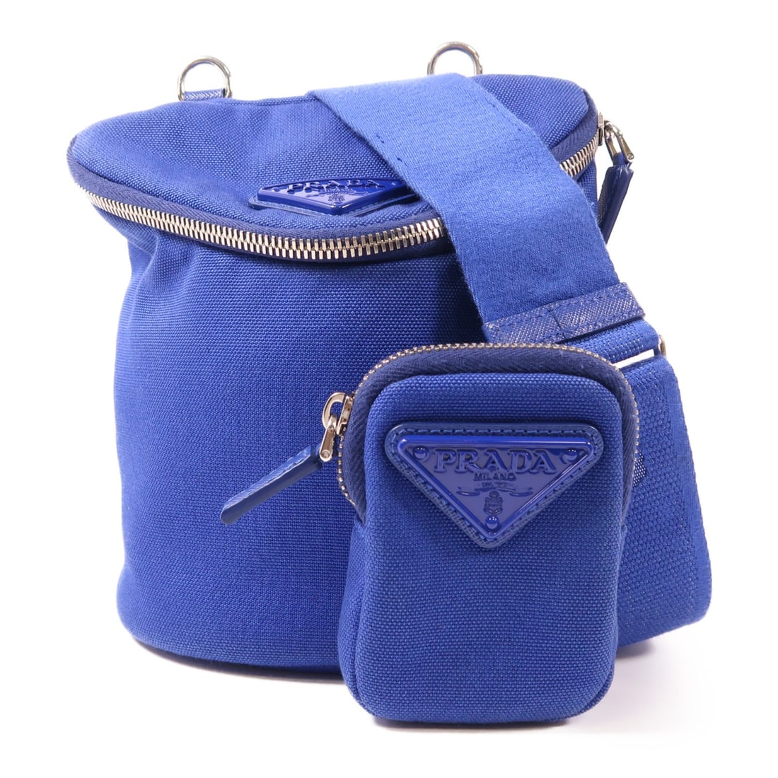 Blue Canvas PRADA Shoulder Bag with Silver Hardware (1 of 12)