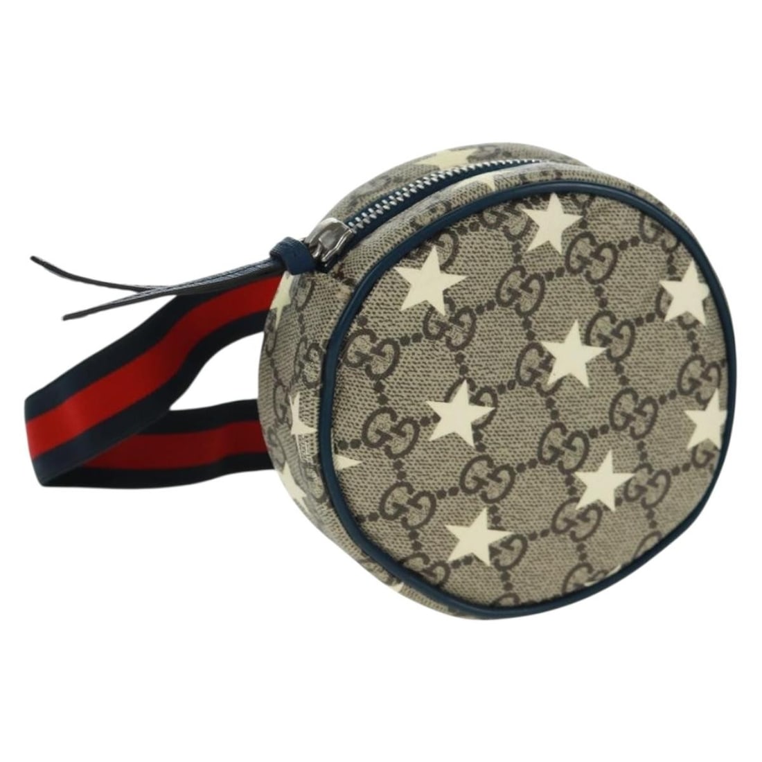 Children's Shoulder Bag by Gucci GG Supreme Sherry Line PVC Beige Navy Red: Children's Shoulder Bag by Gucci GG Supreme Sherry Line PVC Beige Navy Red This GUCCI GG Supreme Sherry Line children's shoulder bag features a beige, navy, and red color scheme. Crafted from PVC leat